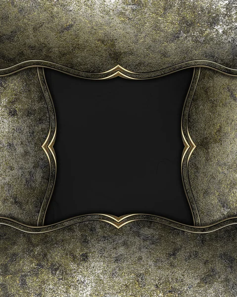 Siyah arka plan ile demir tabela ile altın trim — Stok fotoğraf