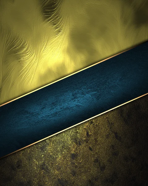 Modelo de design - Textura de escuro e dourado com fita azul — Fotografia de Stock