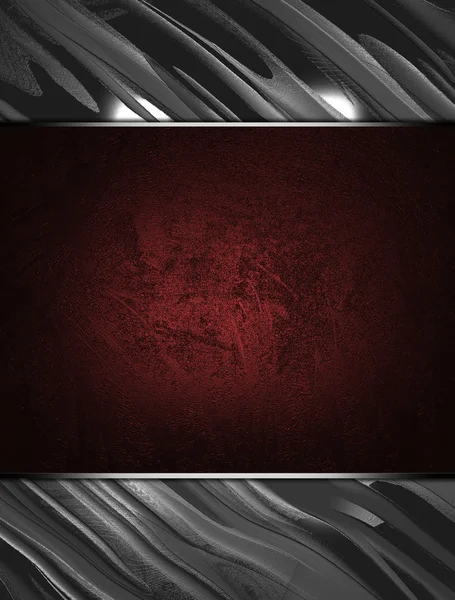 抽象的な金属の質感シルバー エッジと赤の銘板 — ストック写真