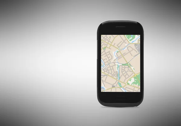 Smartphone su sfondo chiaro. Navigazione GPS — Foto Stock