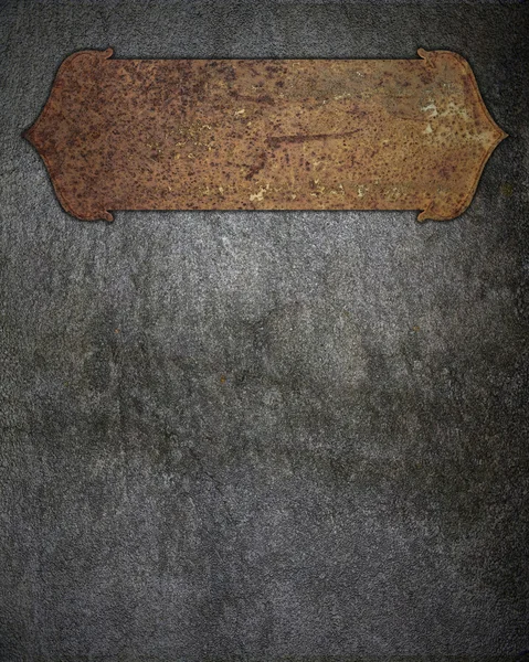 Rusty metal plate on a wall. Design template. — Stock Photo, Image