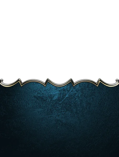 Placa azul com bordas ornamentadas a ouro, isolada sobre branco — Fotografia de Stock