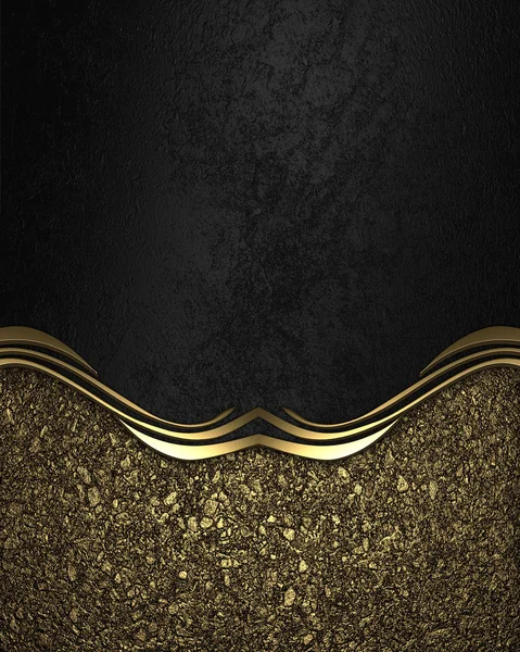 Modello per il design. Fondo nero con bordo oro — Foto Stock