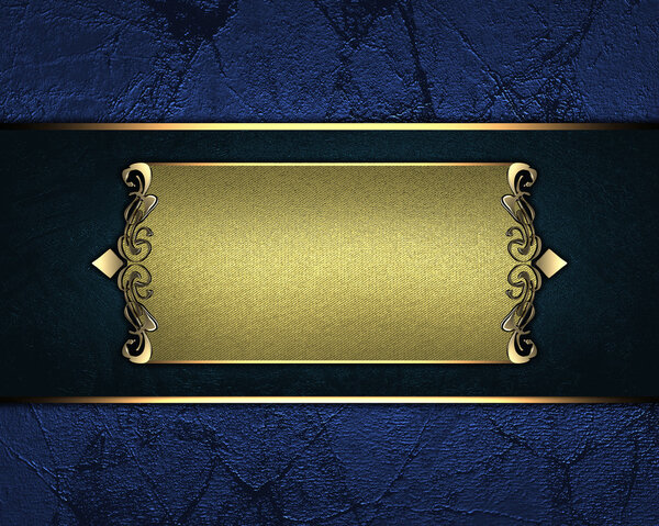 Blue background with a gold nameplate. Design template