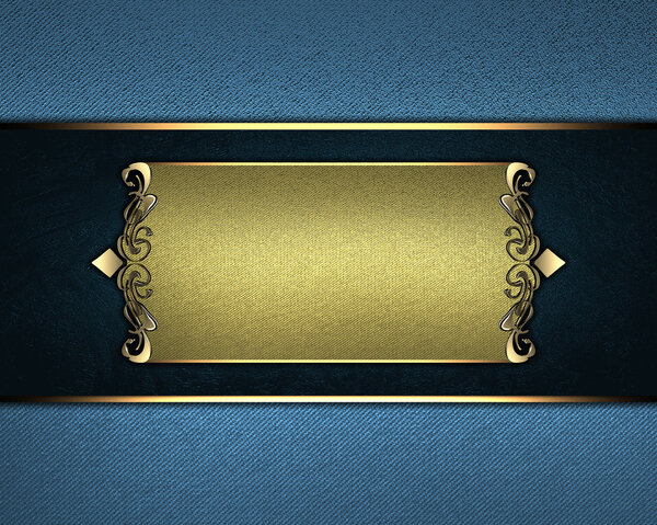 Синий фон с золотой табличкой. Шаблон проекта
