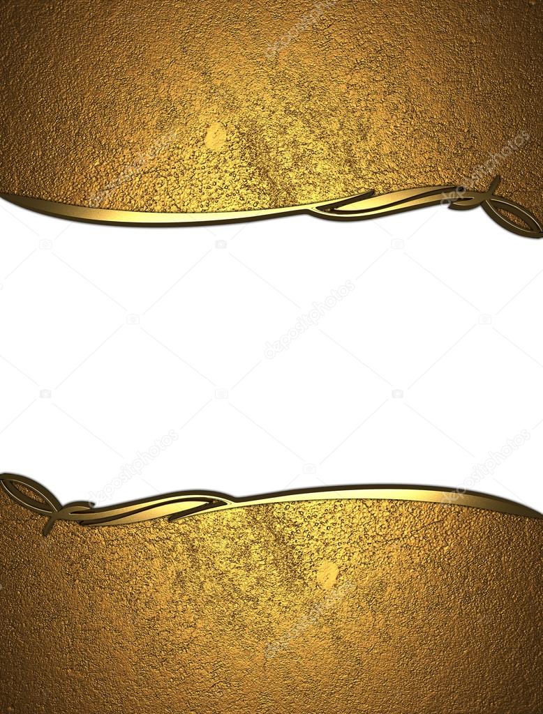 Gold nameplate with gold ornate edges, isolated on white
