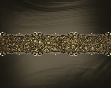 골드 장식으로 골드 센터와 물결 모양의 갈색 배경