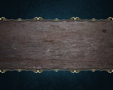 ahşap tahta mavi kenar ve altın trim ile