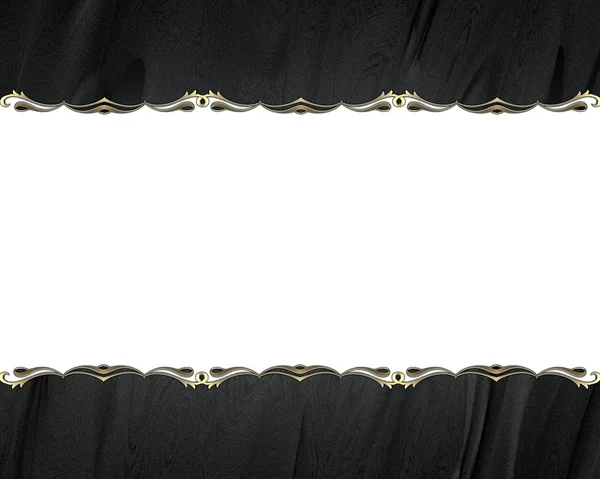 Bordas pretas com guarnição de ouro isolado no fundo branco — Fotografia de Stock