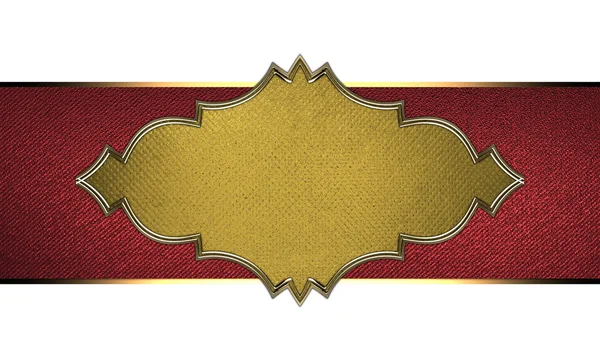 Modelo de placa de ouro com guarnição de ouro e fita vermelha — Fotografia de Stock