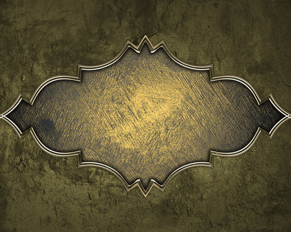 Texture of stone with gold trim on grunge yellow background