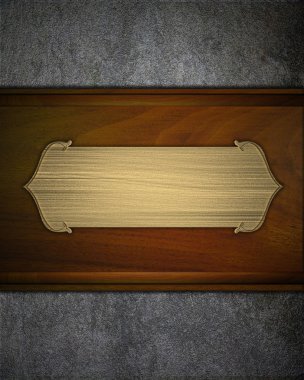 ahşap zemin üzerine altın tabela. tasarım şablonu