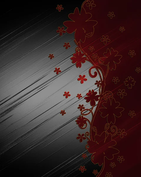 Zwarte textuur met rode bloem. ontwerp-element. — Stockfoto