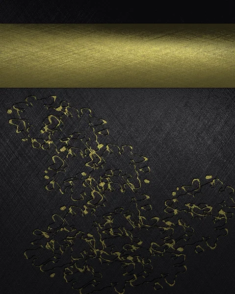 Fondo negro con patrones y signo de oro. Plantilla diseño —  Fotos de Stock