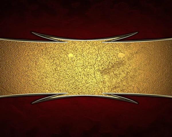 Rode achtergrond met een gouden bord met goud trim — Stockfoto