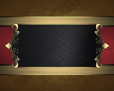 altın arka plan desenleri ile siyah isim levhası ile