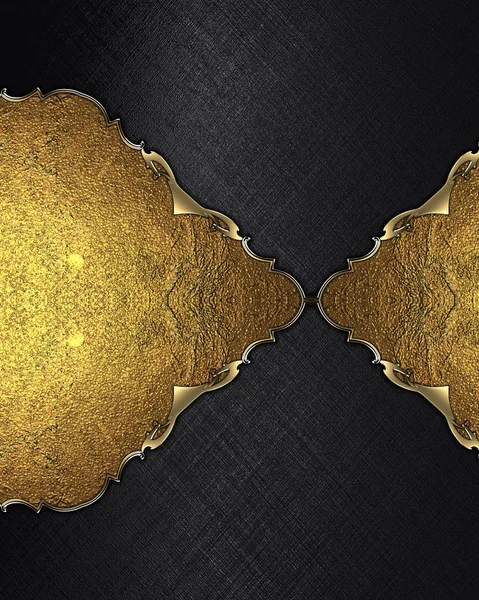 Black grunge background with abstract gold plate — Stock Photo, Image