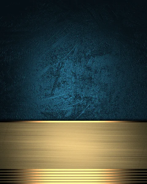 Grunge blue background with gold plate. Template for design — Stock Photo, Image