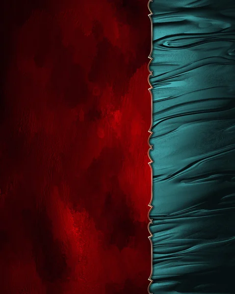 金のトリムと青い端と赤いグランジ テクスチャ — ストック写真
