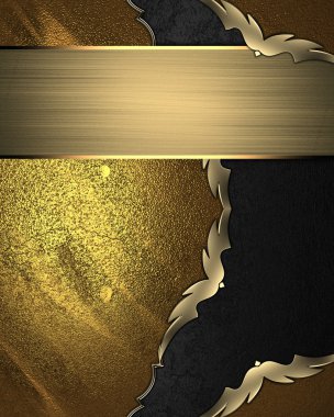 Grunge altın arka plan siyah kesme ve kurdele ile