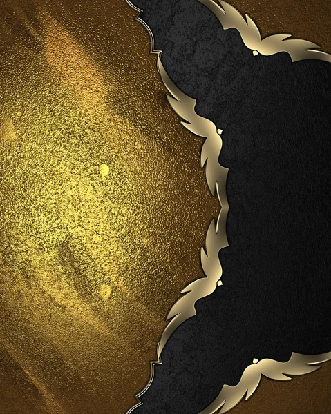Grunge Gold Hintergrund mit schwarzem Ausschnitt mit Goldbesatz — Stockfoto