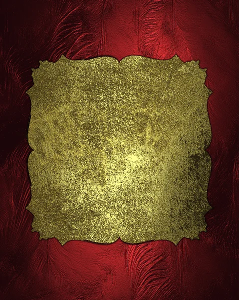 Hermoso fondo rojo con placa de oro antiguo — Foto de Stock