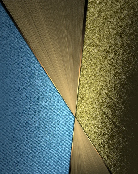 デザイン テンプレートです。抽象的なゴールド プレートと青の背景 — ストック写真