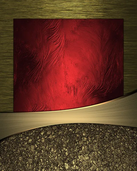 Gul metall bakgrund med röda plattan och gula band — Stockfoto