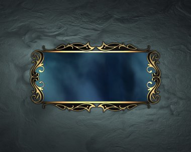 eski püskü ile mavi arka plan, mavi bir işaret ile altın trim