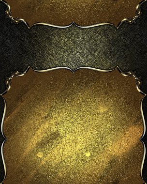 vintage plaka üzerinde kenarları ile bir yazıt için şablon altın arka plan