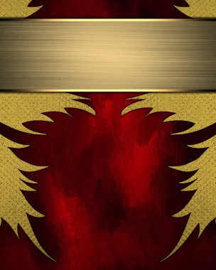 soyut sarı desen ve altın plaka ile kırmızı bir arka plan