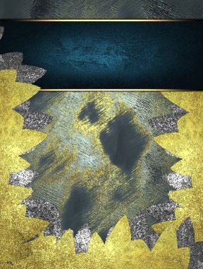 Mavi grunge eski püskü arka plan mavi kurdele ile eski altın kenarlı.