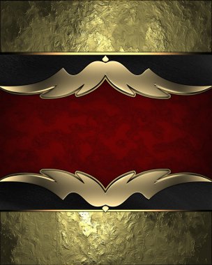 altın arka plan ile kırmızı Kesikli altın trim. tasarım şablonu