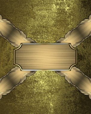 Grunge altın arka plan ile altın altın plaka şerit