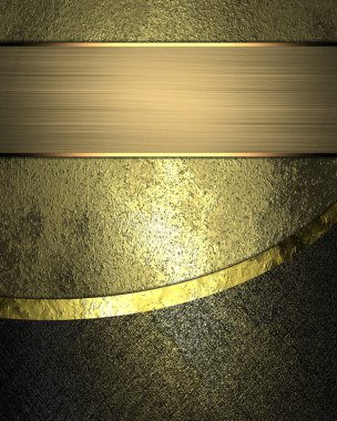 Grunge altın arka plan siyah kenar ve altın şerit.