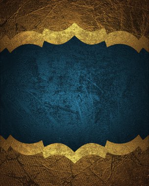 Altın kenarları ile arka soyut mavi grunge