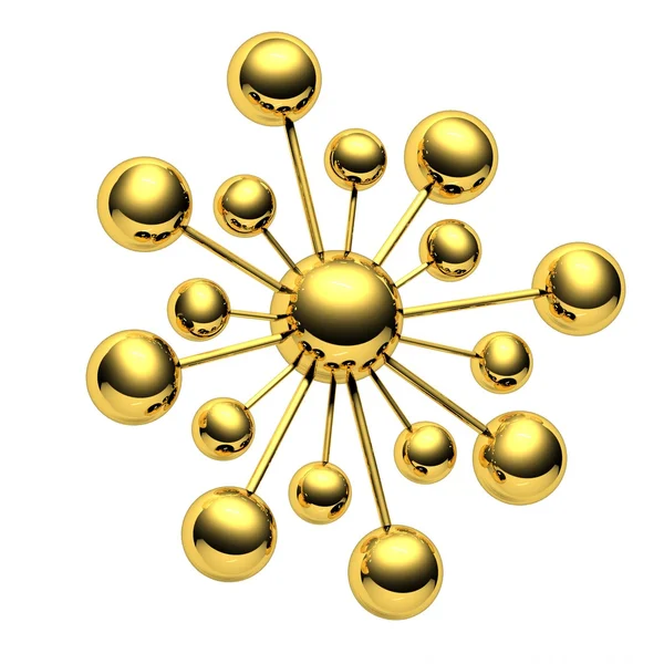 Abstract background with gold molecules spheres — Stock Photo, Image