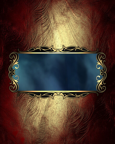 Golden shabby background, with a blue sign with gold trim