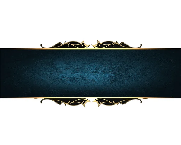 Placa azul con un patrón de oro en los bordes. Plantilla diseño — Foto de Stock
