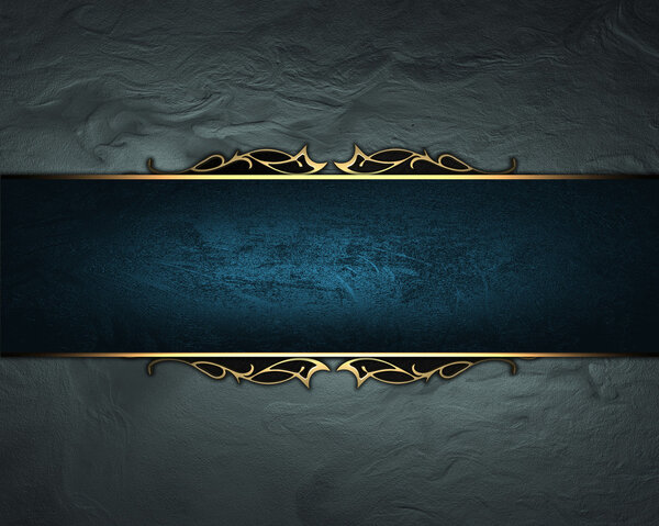 Blue shabby background, with a blue sign with gold trim