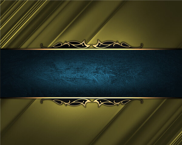 Gold rich texture with blue ribbon and gold pattern on the edges