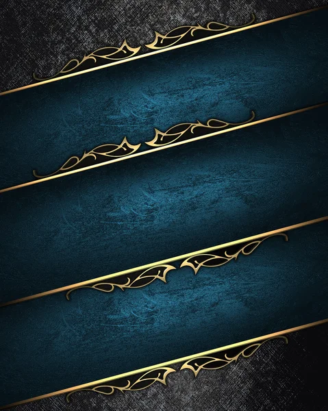 Shabby textur med blue ribbon och guldmönster på kanterna — Stockfoto