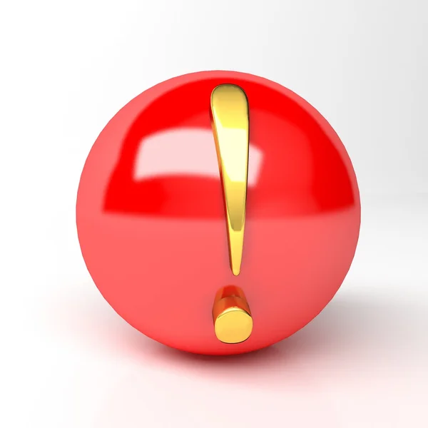 Icon red ball with a yellow exclamation mark — Stock Photo, Image