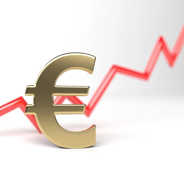 Verhoging van de cursus: grafiek met eurosymbool en pijl-omhoog — Stockfoto