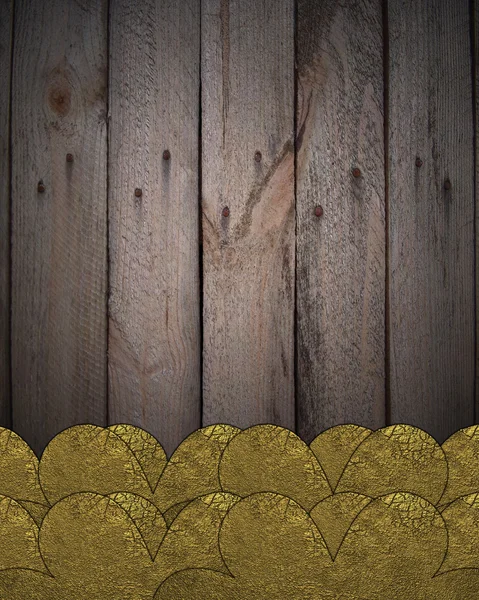 Fondo de madera con bordes dorados. Plantilla diseño — Foto de Stock