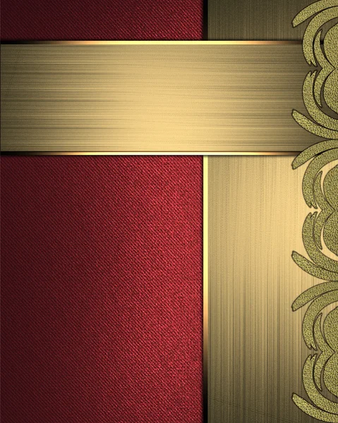 Красный фон с узорами по краям и золотой лентой — стоковое фото