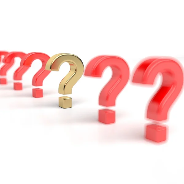 Lot of question marks with highlighted question mark — Stock Photo, Image
