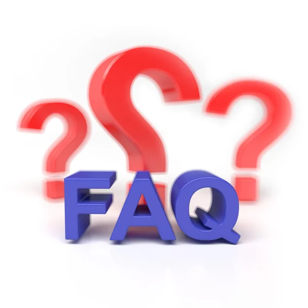 FAQ isolated on white background with a red question — Stock Photo, Image