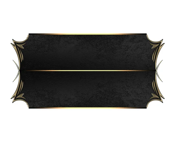 Nameplate with a gold pattern edges and black ribbon. — Stock Photo, Image