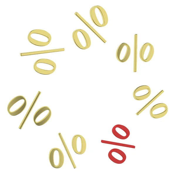 Background of gold per cent and one red percent. Design template — Stock Photo, Image